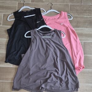 Nike Women’s Pink, Black & Taupe Sleeveless Performance Tank Tops